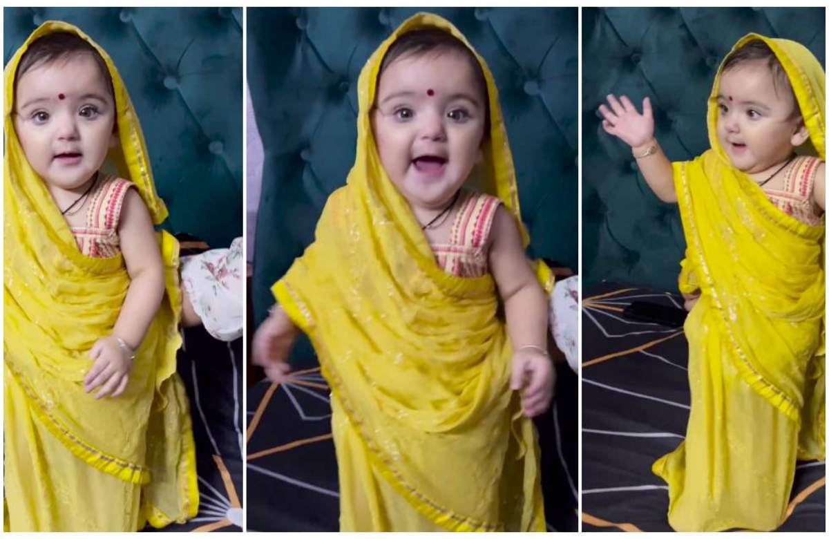 Yellow dressed Viral baby dance video (2)
